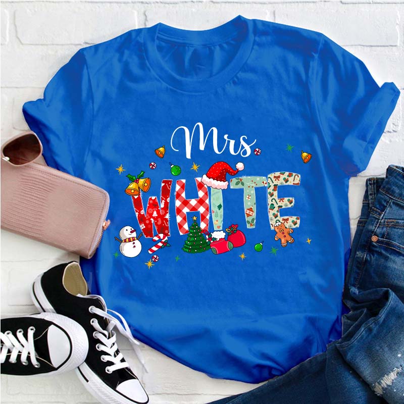 Personalized Name Christmas Atmosphere Teacher T-Shirt