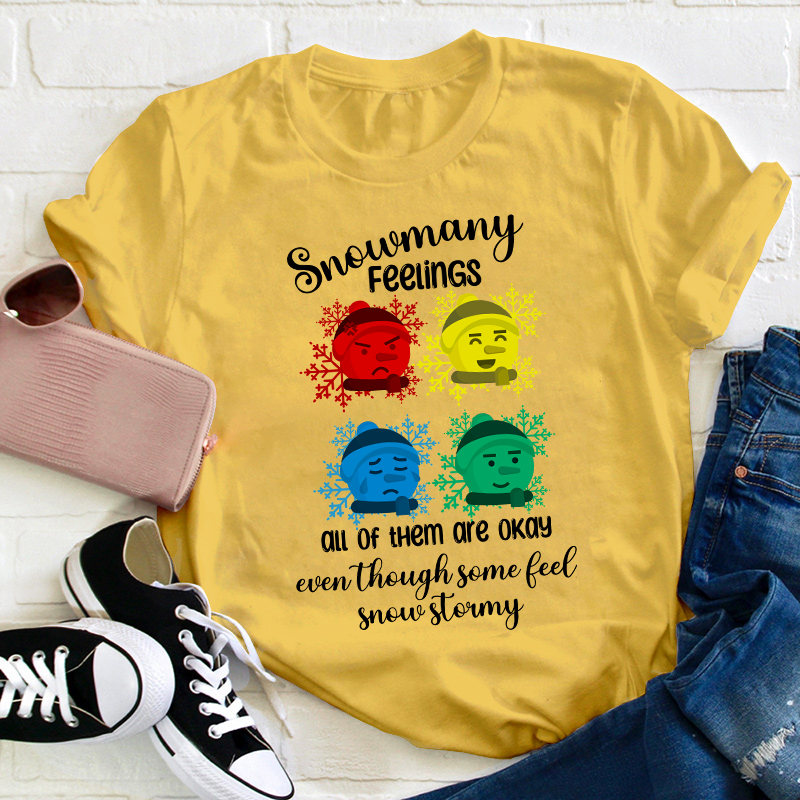 Snowmany Feelings All Of Them Are Okay Teacher T-Shirt