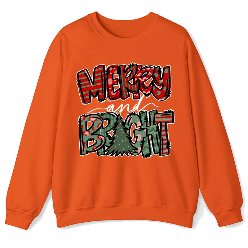 Merry And Bright Christmas Teacher Sweatshirt