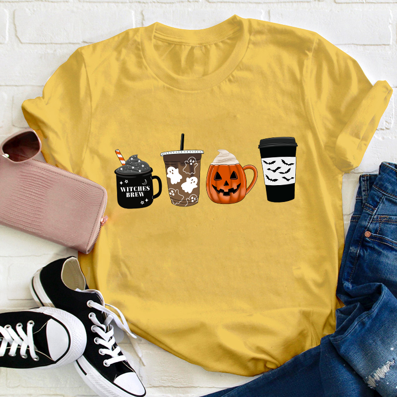Halloween Fall Coffee Teacher T-Shirt