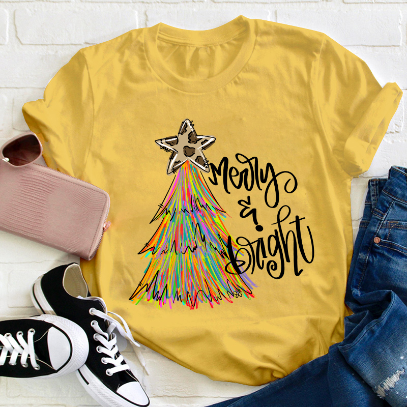 Merry And Bright Teacher T-Shirt