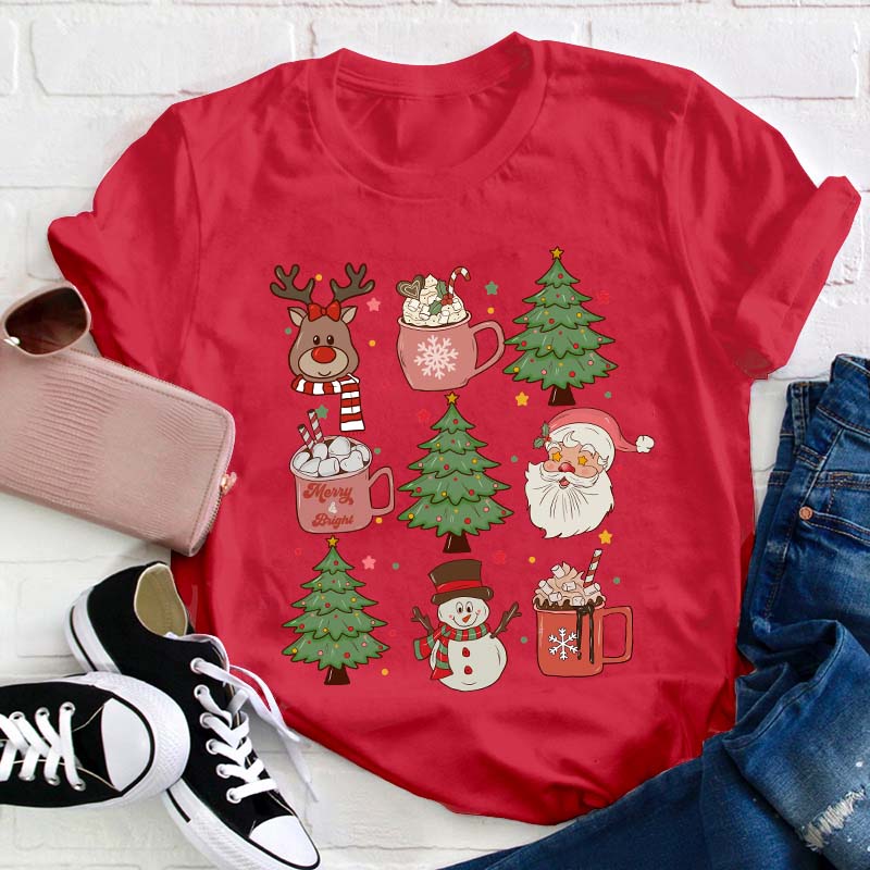 Cute Christmas Elements Teacher T-Shirt