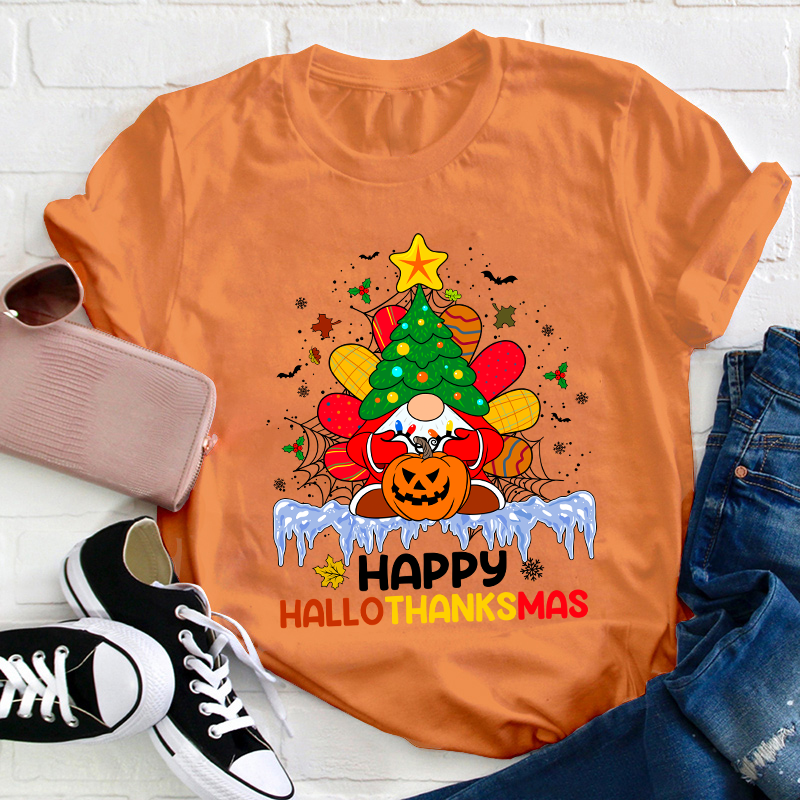 Happy Hallothanksmas Teacher T-Shirt