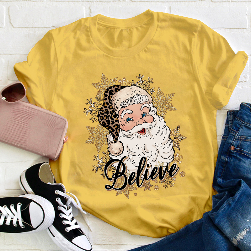 Ho Ho Ho Believe Christmas Teacher T-Shirt