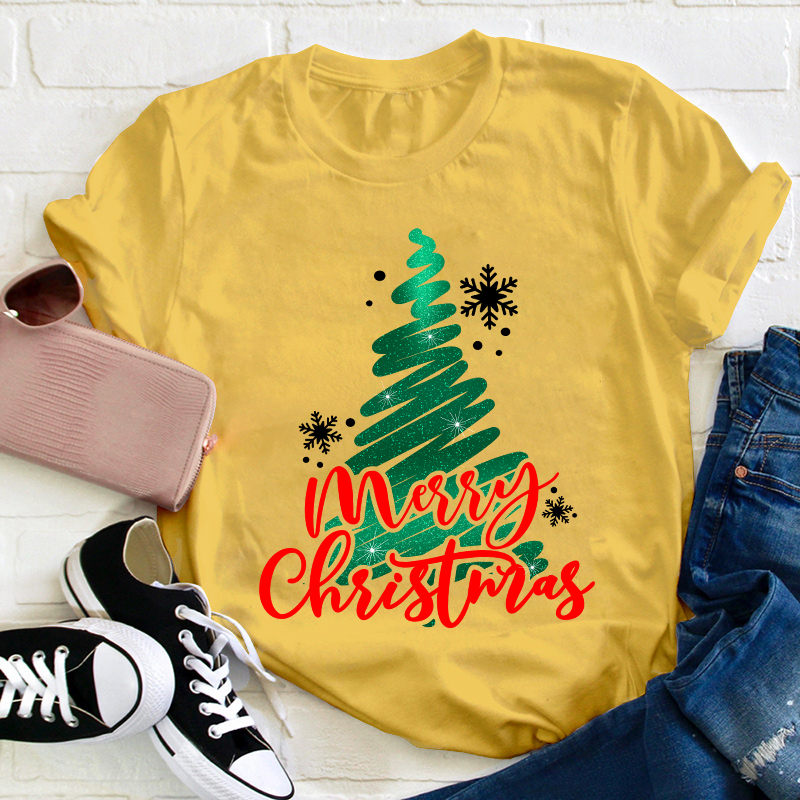 Sparkling Christmas Tree Teacher T-Shirt