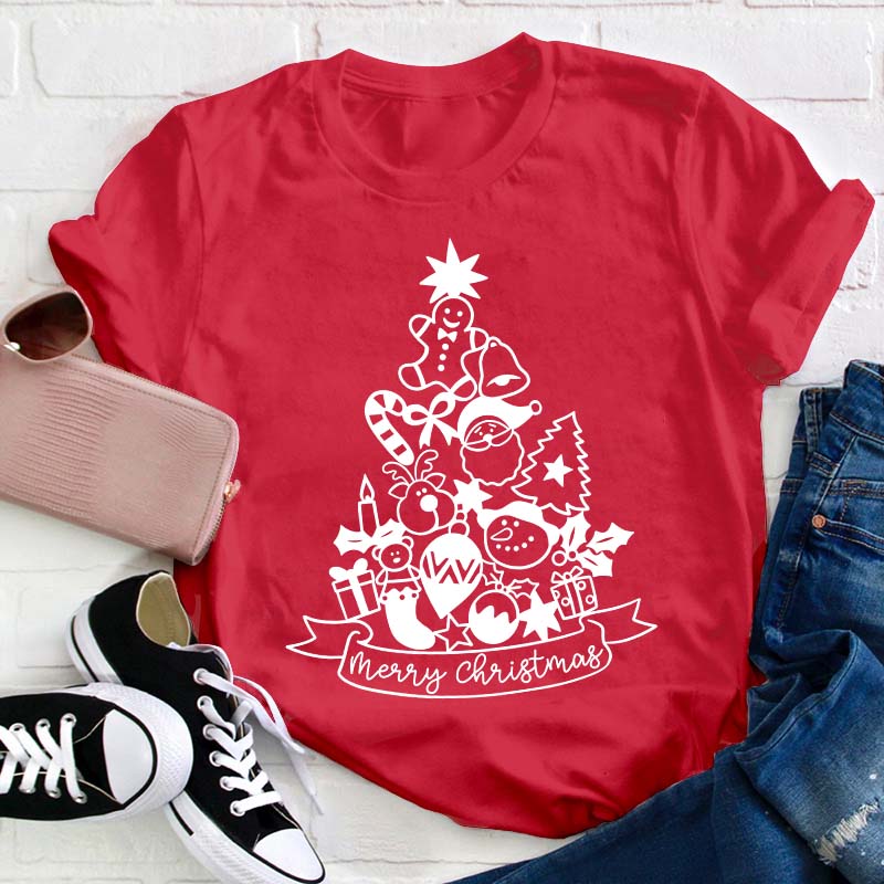 Cute Christmas Tree Teacher T-Shirt