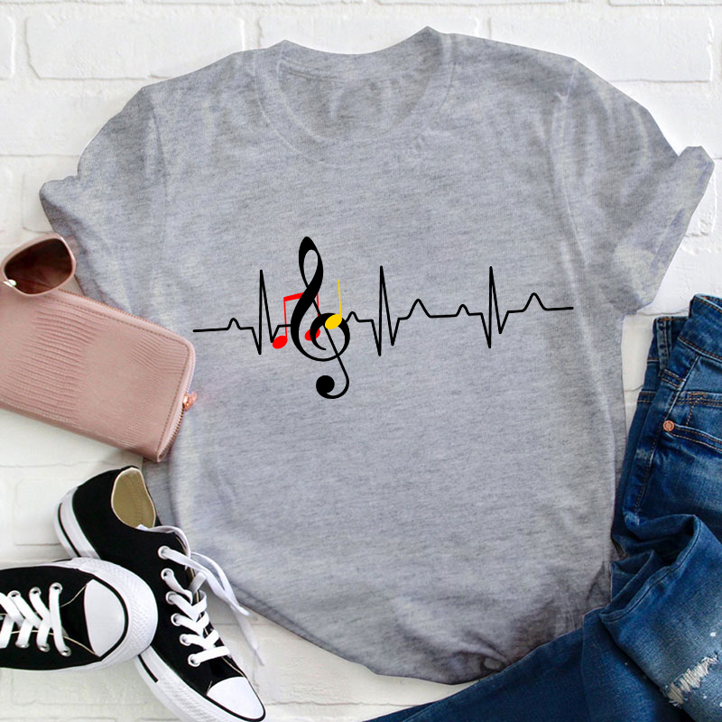 Music Stirs My Heartbeat Teacher T-Shirt
