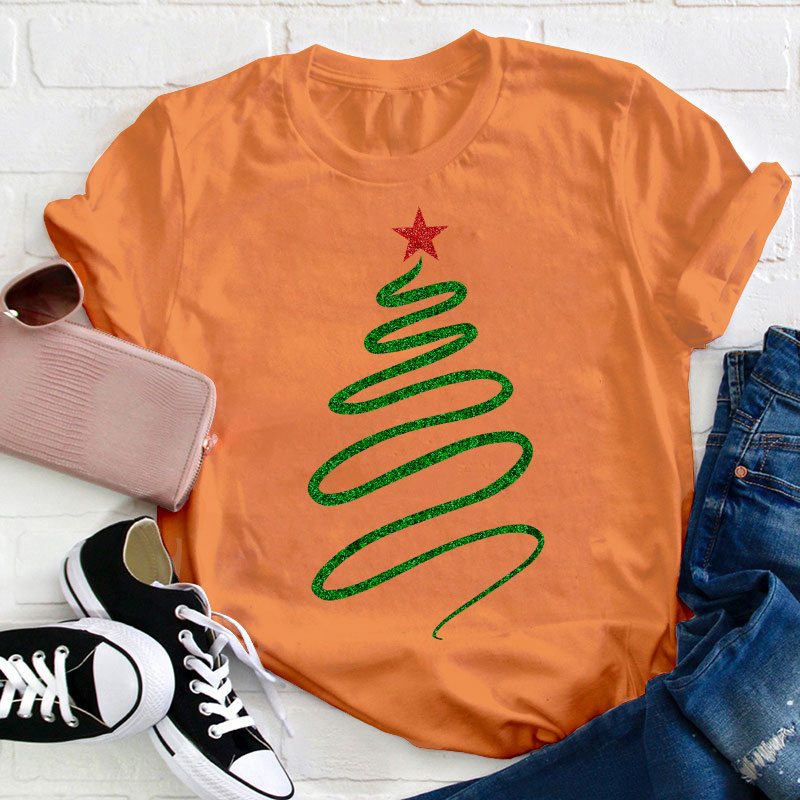 Draw A Sparkling Christmas Tree Teacher T-Shirt
