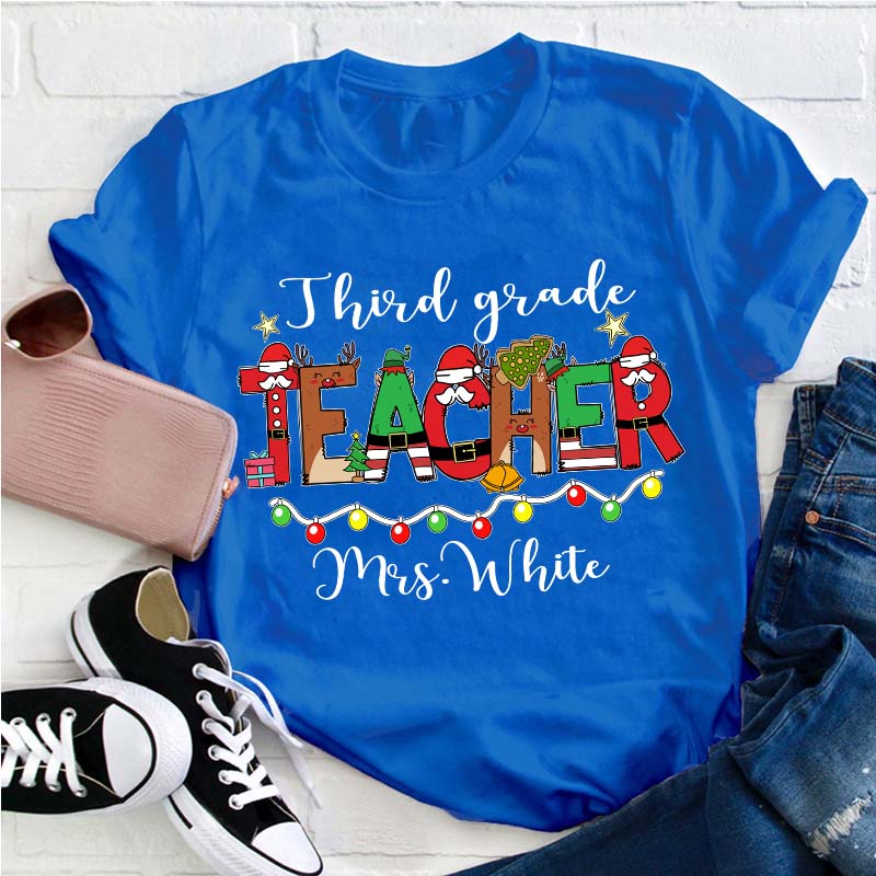 Personalized Christmas Teacher T-Shirt