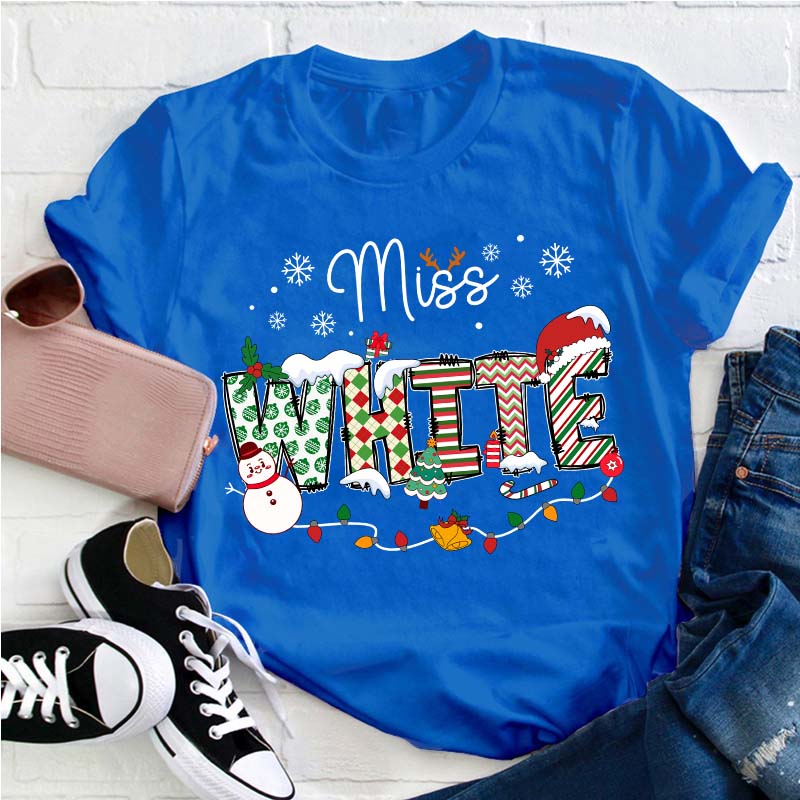 Personalized Name Christmas Crew Teacher T-Shirt