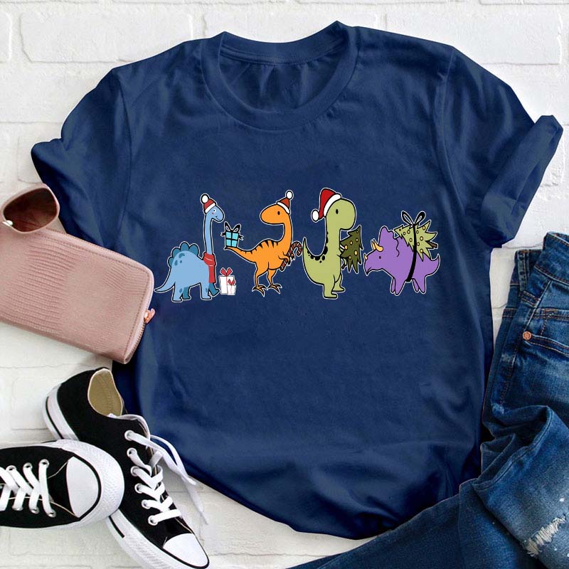 Christmas For Dinosaurs Teacher T-Shirt
