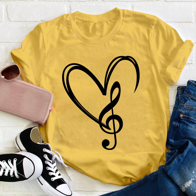 Music Note Heart Teacher T-Shirt