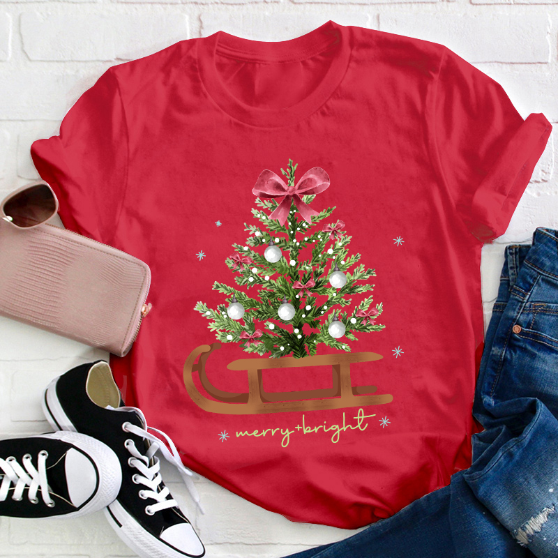 Merry And Bright Teacher T-Shirt