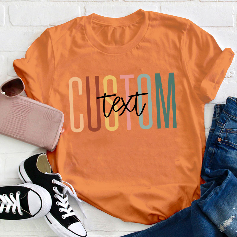 Personalized Retro Color Simple Letters Teacher T-Shirt