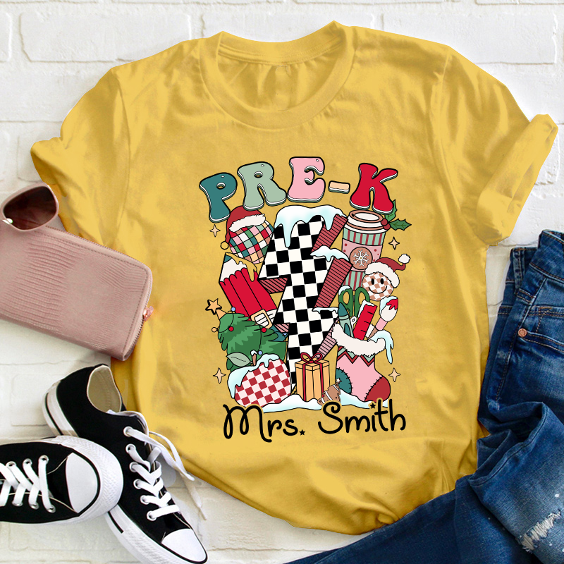 Personalized Decorated For Christmas Teacher T-Shirt