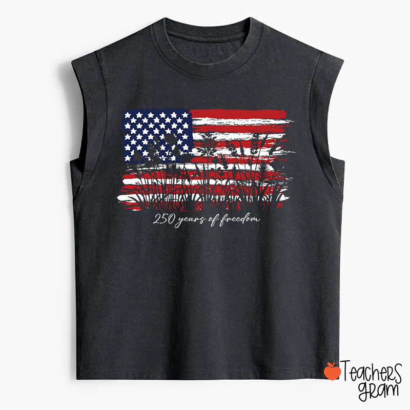 Land Of The Free Home Of The Brave Teacher Washed Tank Top
