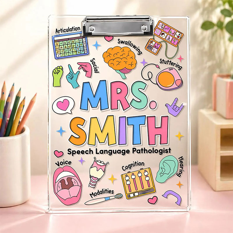 Personalized Name Speech Language Pathologist Teacher Clipboard