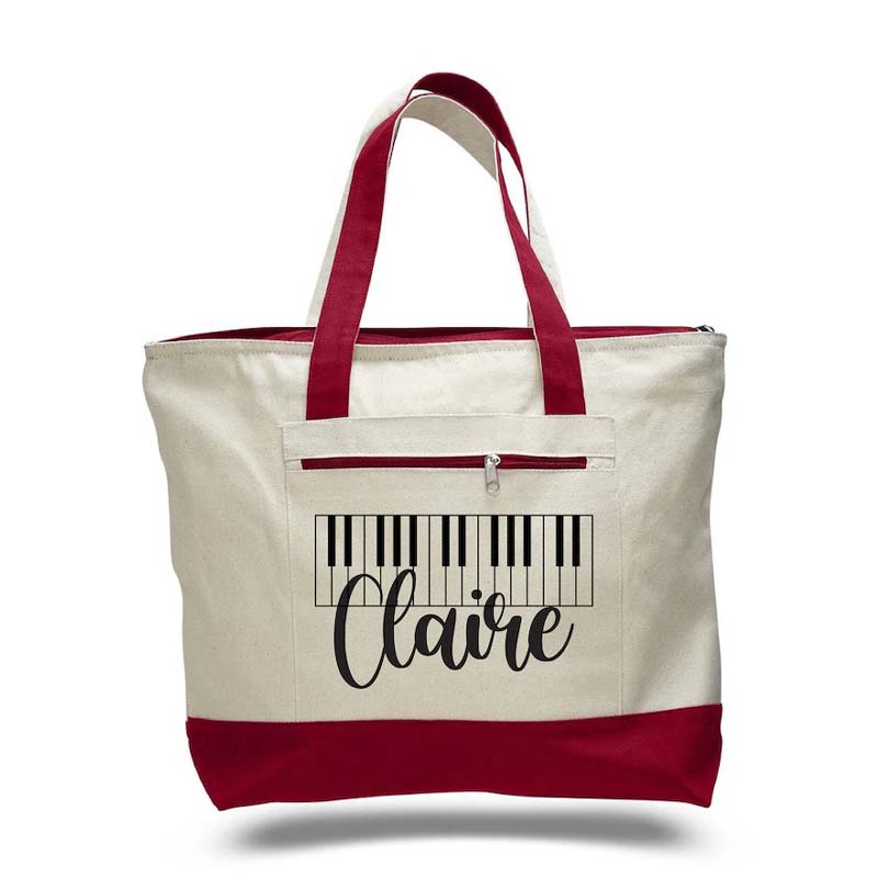 Personalized Piano Teacher Block Tote Bag