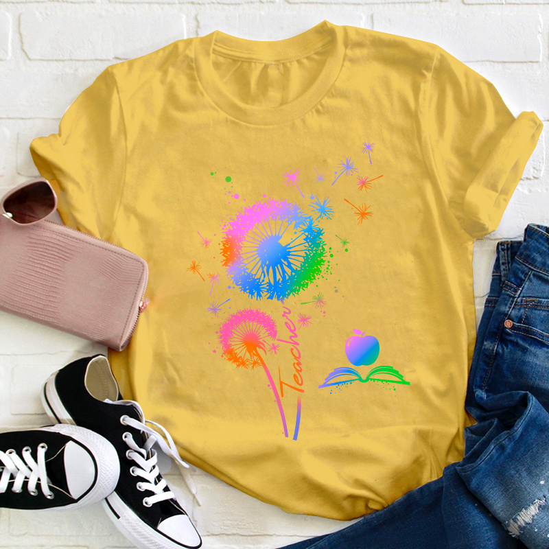 Colorful Dandelions Teacher T-Shirt