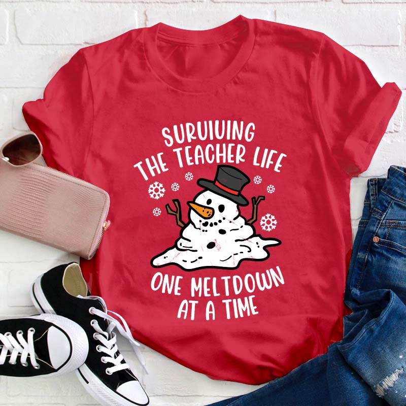 Personalized Surviving The Teacher Life One Meltdown At A Time Teacher T-Shirt