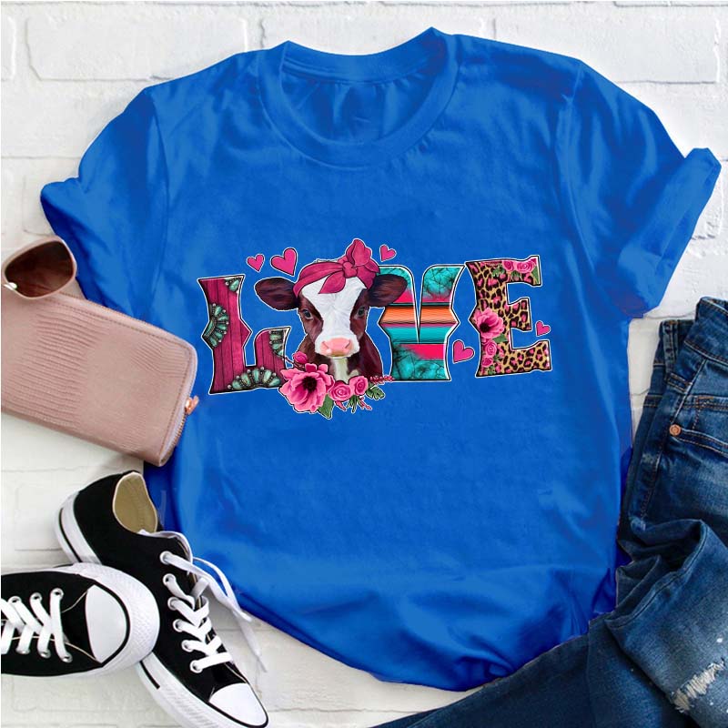 Cute Cow Love Valentines Teacher T-Shirt