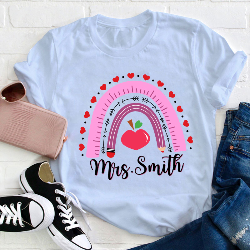 Personalized Name Valentines Teacher Day Teacher T-Shirt
