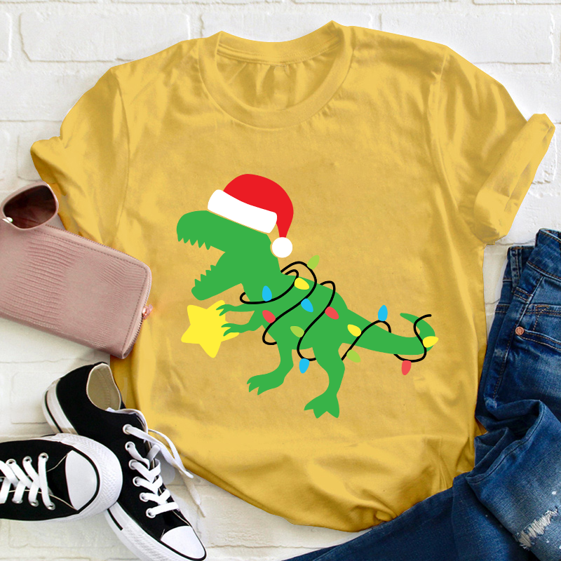 Little Dinosaurs Surrounded By Lanterns Teacher T-Shirt