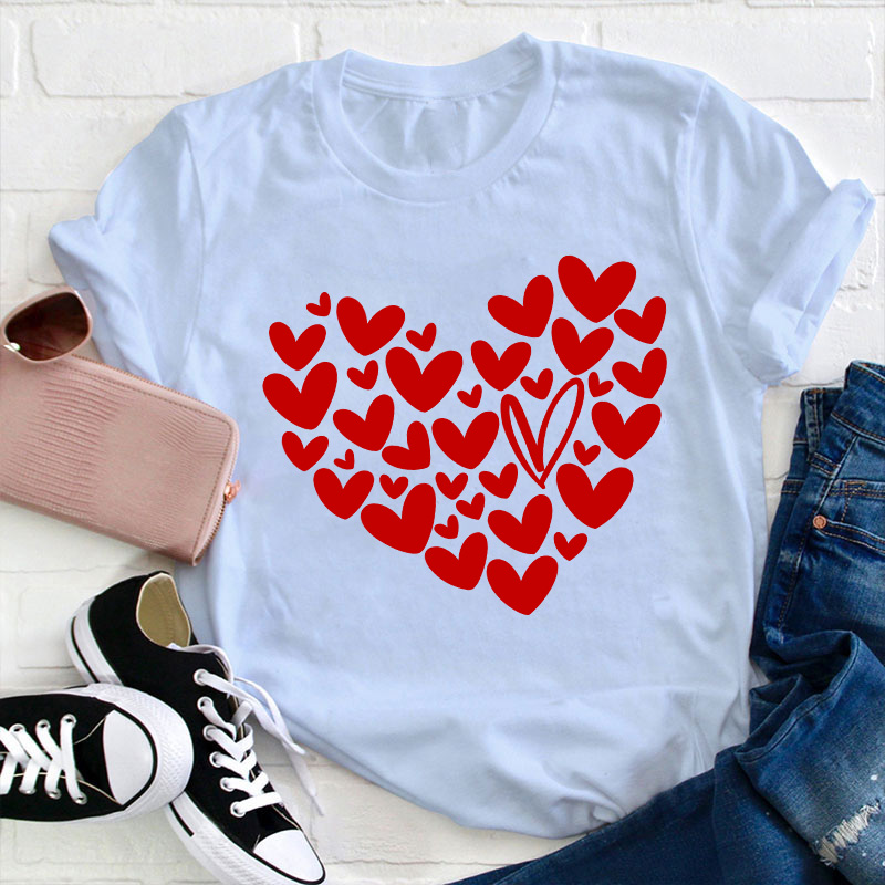 Red Heart Of Hearts Teacher T-Shirt