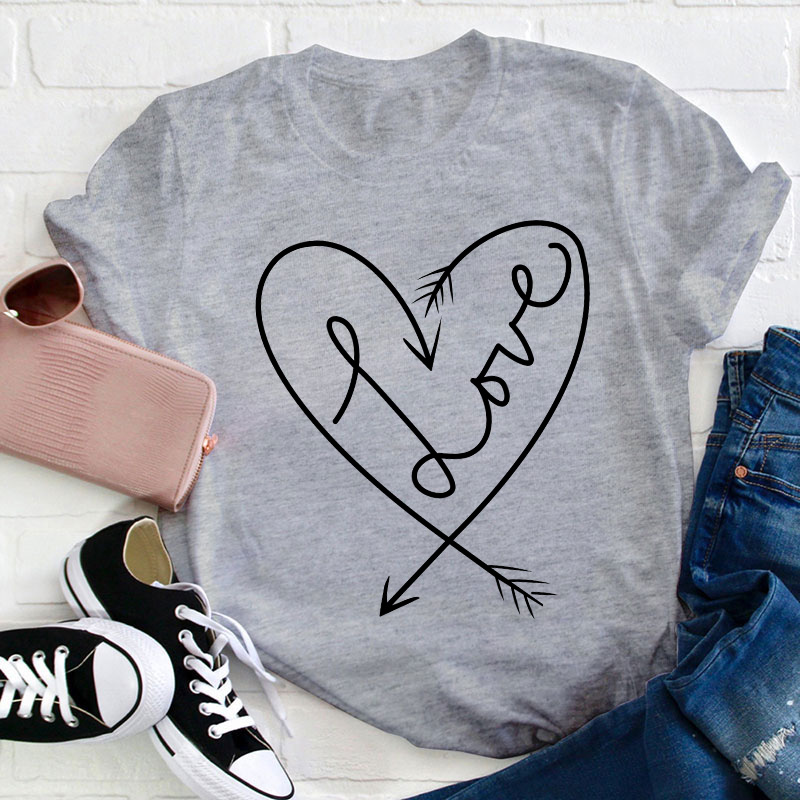 Love Heart Valentines Teacher T-Shirt