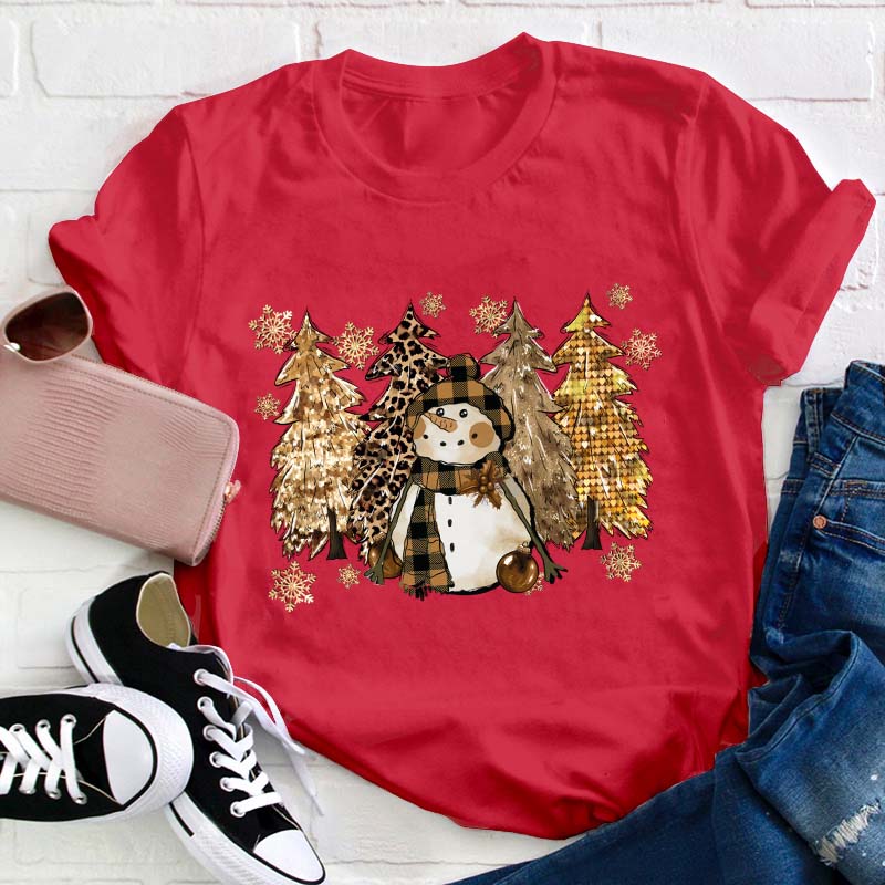 Christmas Cute Snowman Teacher T-Shirt