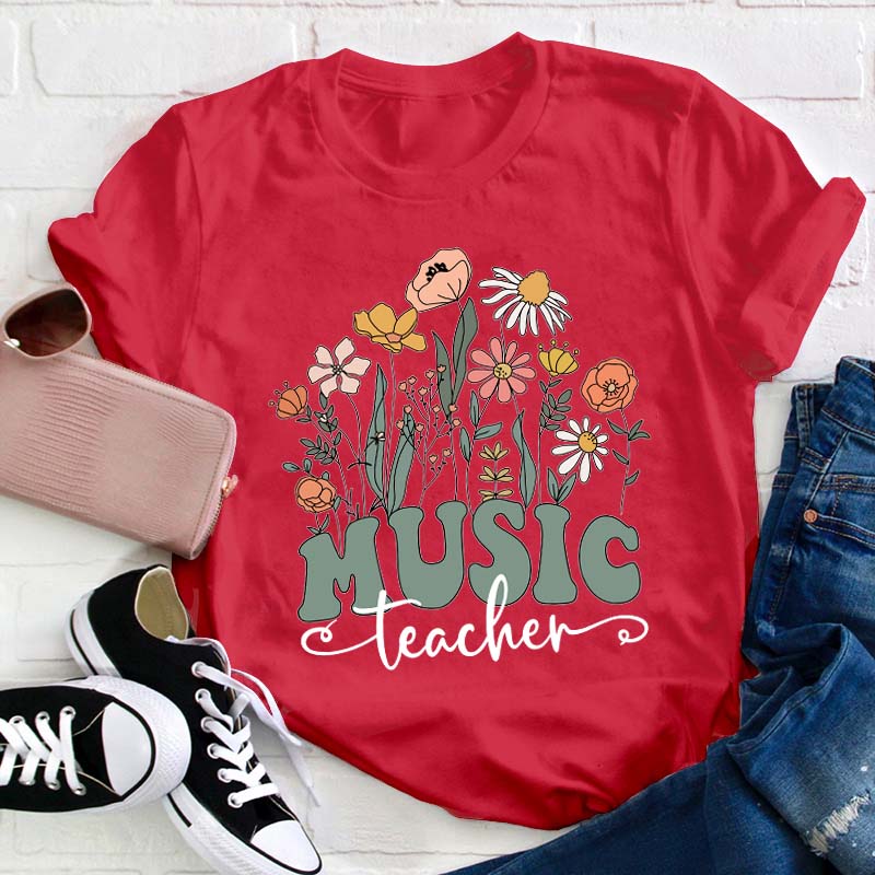 Personalized Wildflower Teacher T-Shirt