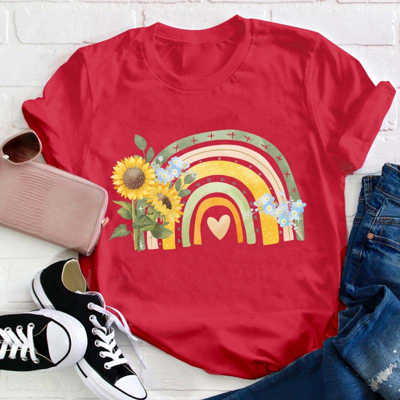 Sunflower Rainbow Teacher T-Shirt