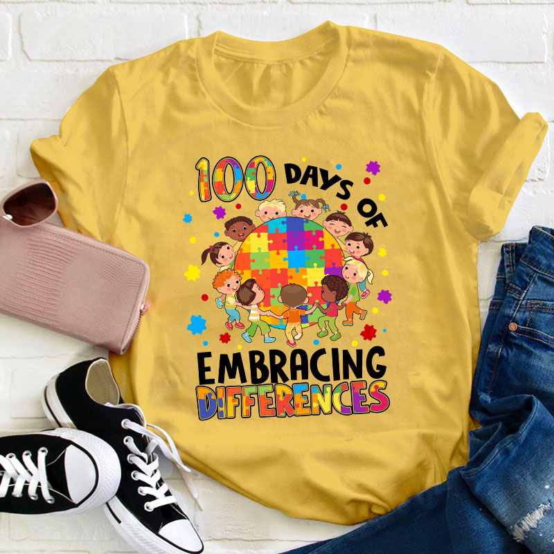 100 Days Of Embracing Differences Teacher T-Shirt