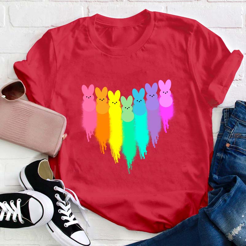 Colorful Easter Peeps Heart Teacher T-Shirt