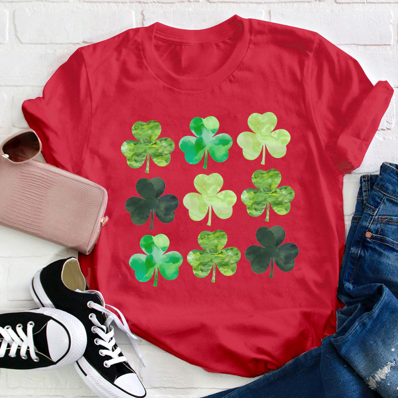 Watercolor Clover Teacher T-Shirt