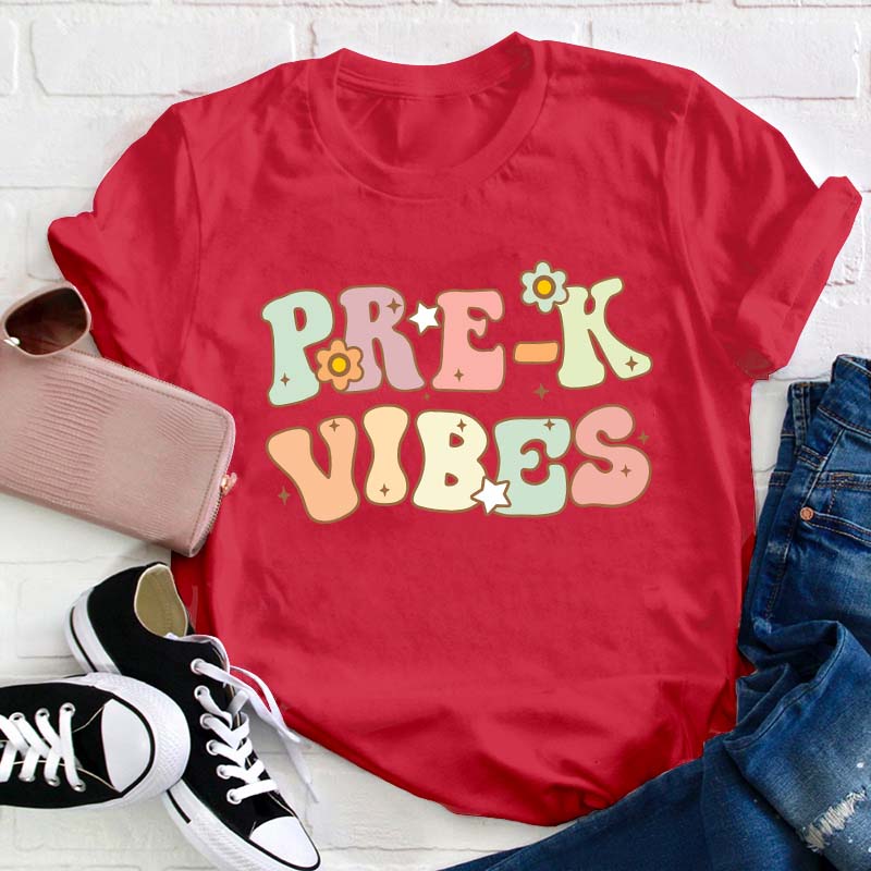 Personalized Cute Vibes Teacher T-Shirt