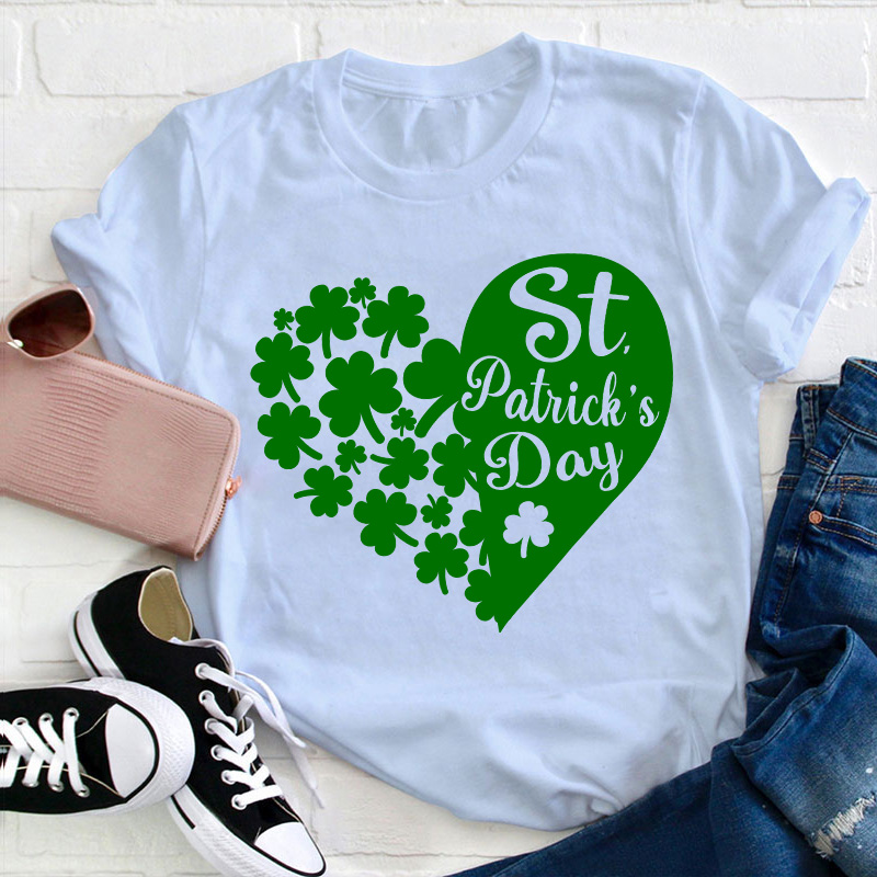 Shamrock With Heart Teacher T-Shirt