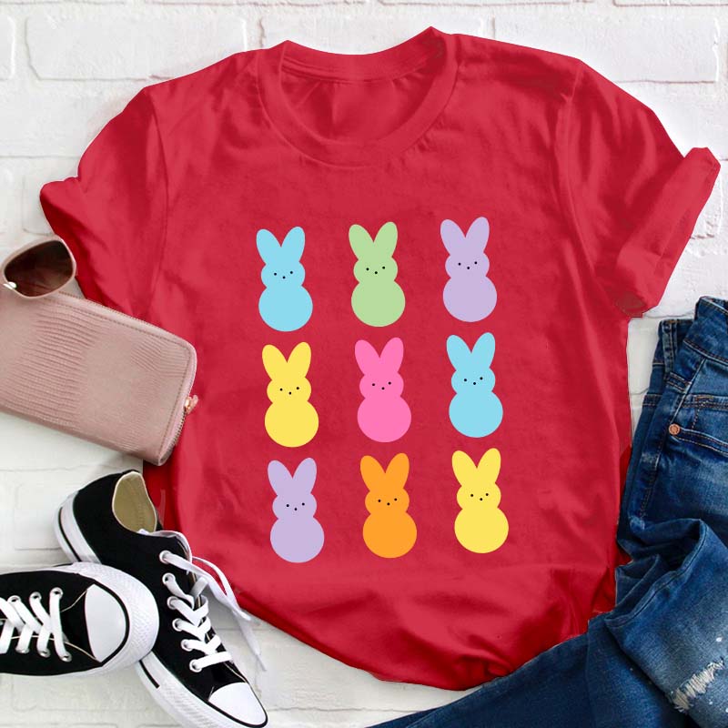 Colorful Easter Peeps Teacher T-Shirt