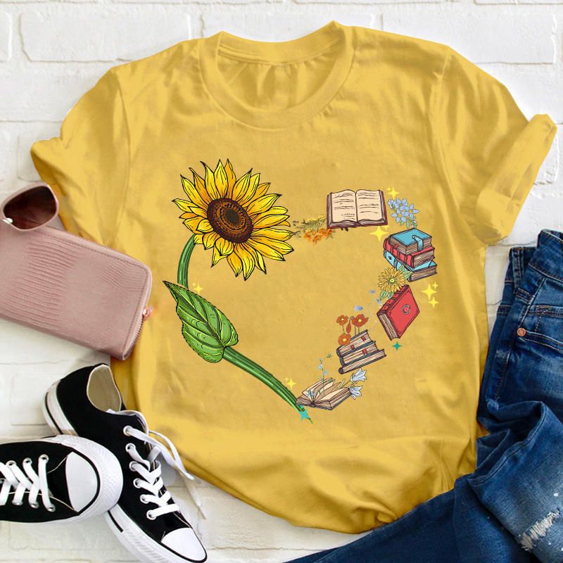 Book Heart Teacher T-Shirt