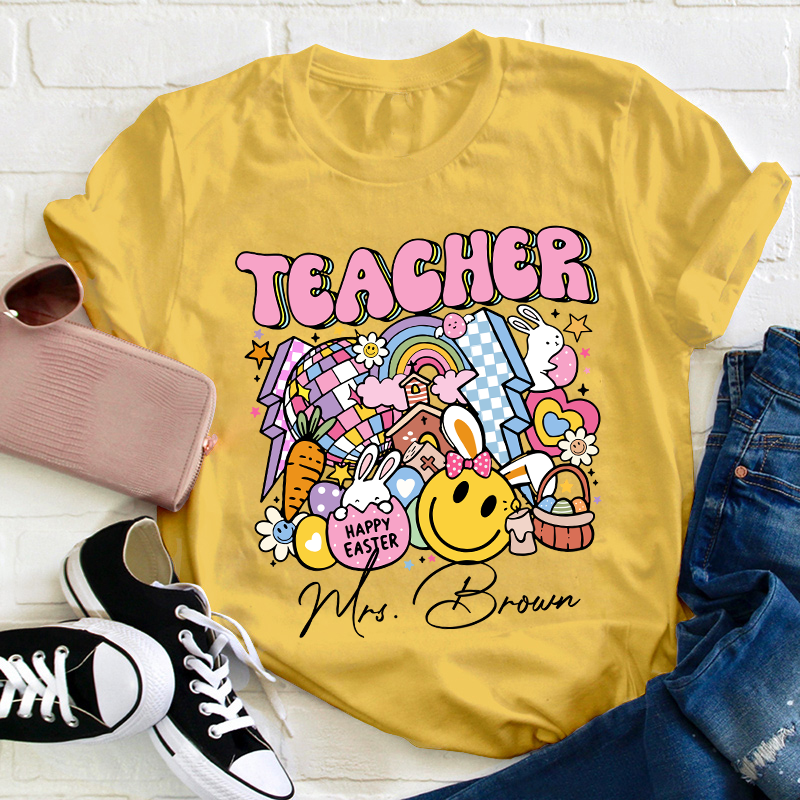 Personalized Name Happy Easter Teacher T-Shirt