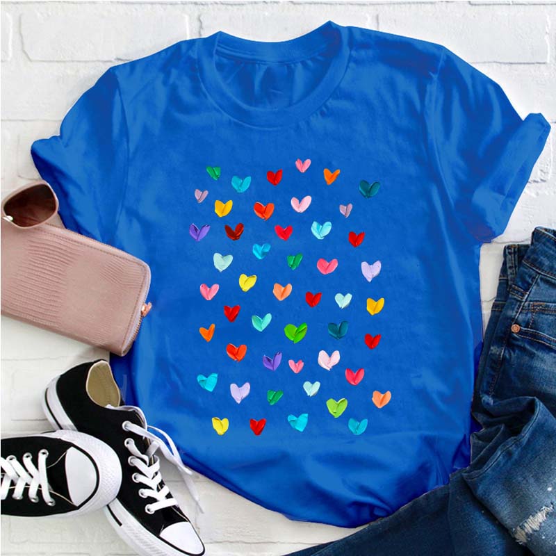 Confetti Hearts Teacher T-Shirt