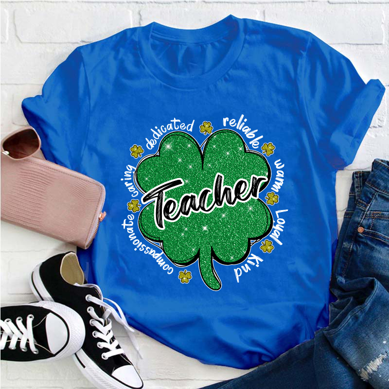Glitter Motivate Shamrock Teacher T-Shirt