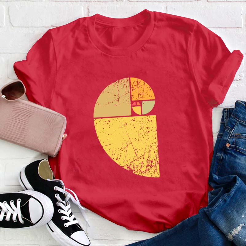 Vintage Fibonacci Spiral Science Golden Ratio Cool Math Teacher T-Shirt