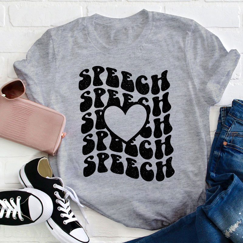 Speech Speech Love Heart Teacher T-Shirt