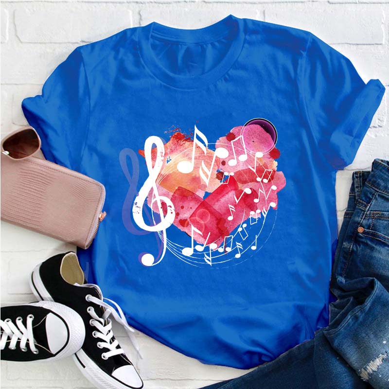 Pink Heart Love Song Teacher T-Shirt