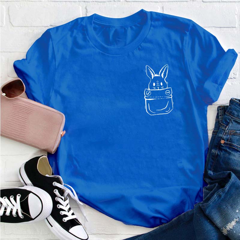 Bunny Easter Pocket Teacher T-Shirt