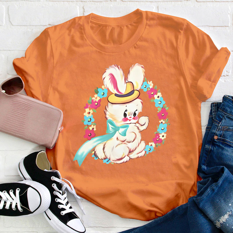 Cute Retro Easter Bunny Teacher T-Shirt