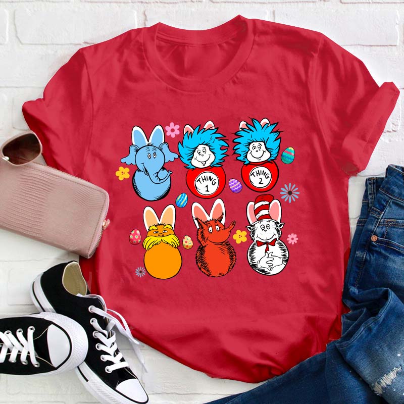 Easter Cartoon Bunny Teacher T-Shirt
