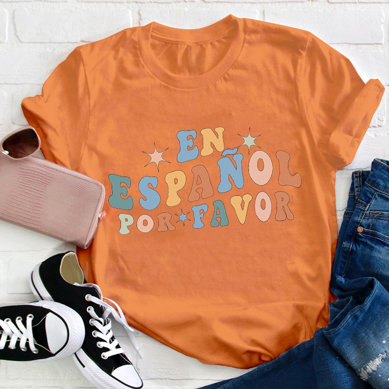 Retro En Español Por Favor Teacher T-Shirt