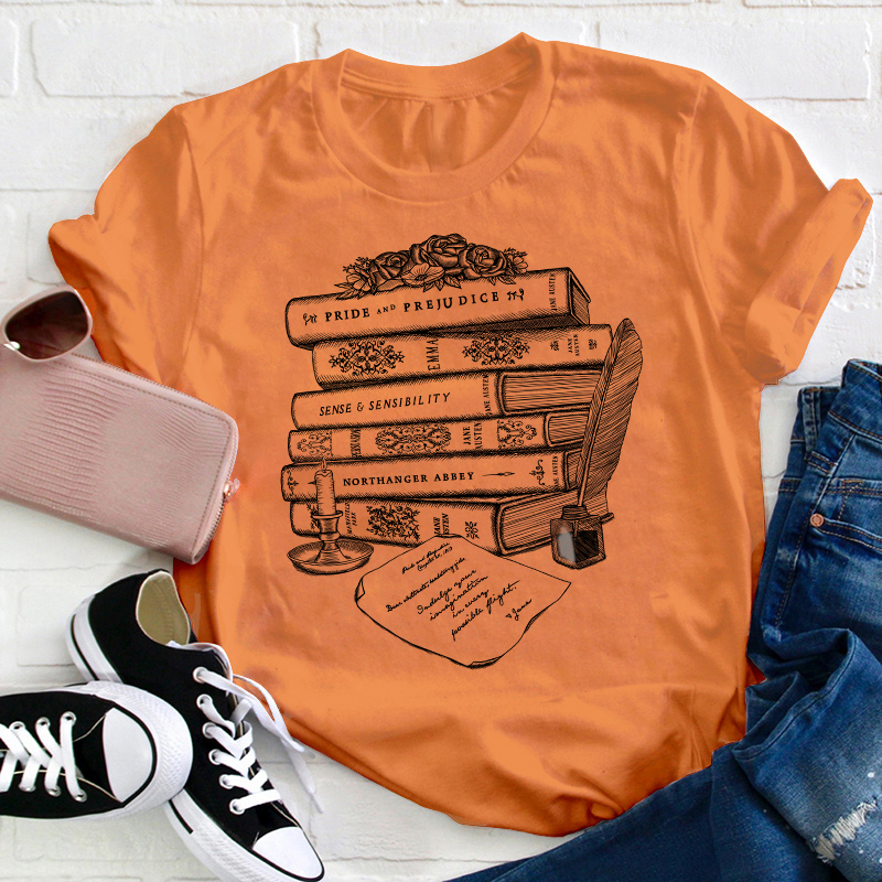 Jane Austen Book Collection Teacher T-Shirt